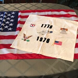 Vintage Patriotic Embroidered Linen